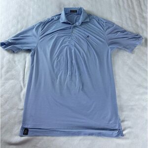 Peter Millar Summer Comfort Blue Striped Polo Size Large